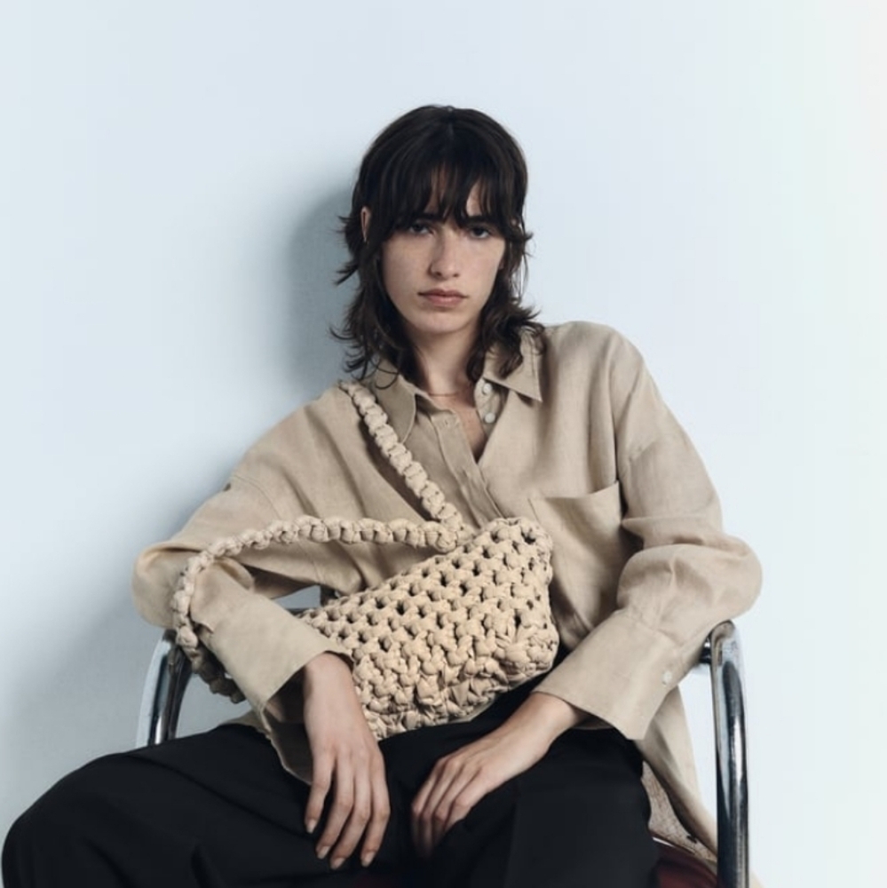 Zara  Woven Shopper Shoulder Bag
